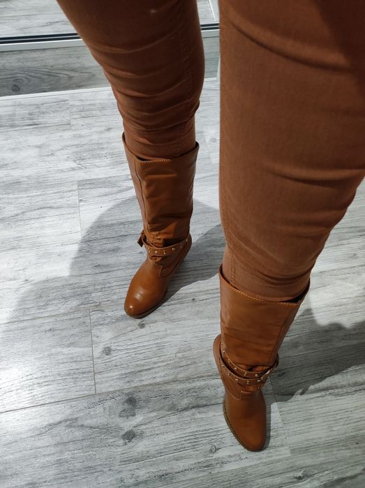 Kozaki buty kowbojki camel rudy ociemnie