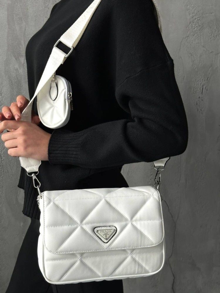 Жіноча сумка Prada Re-Nylon Padded Shoulder white