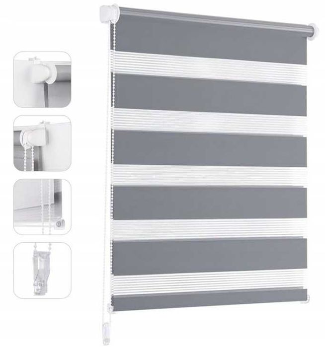 Roleta dzień i noc Sekey 85 cm x 100 cm szara