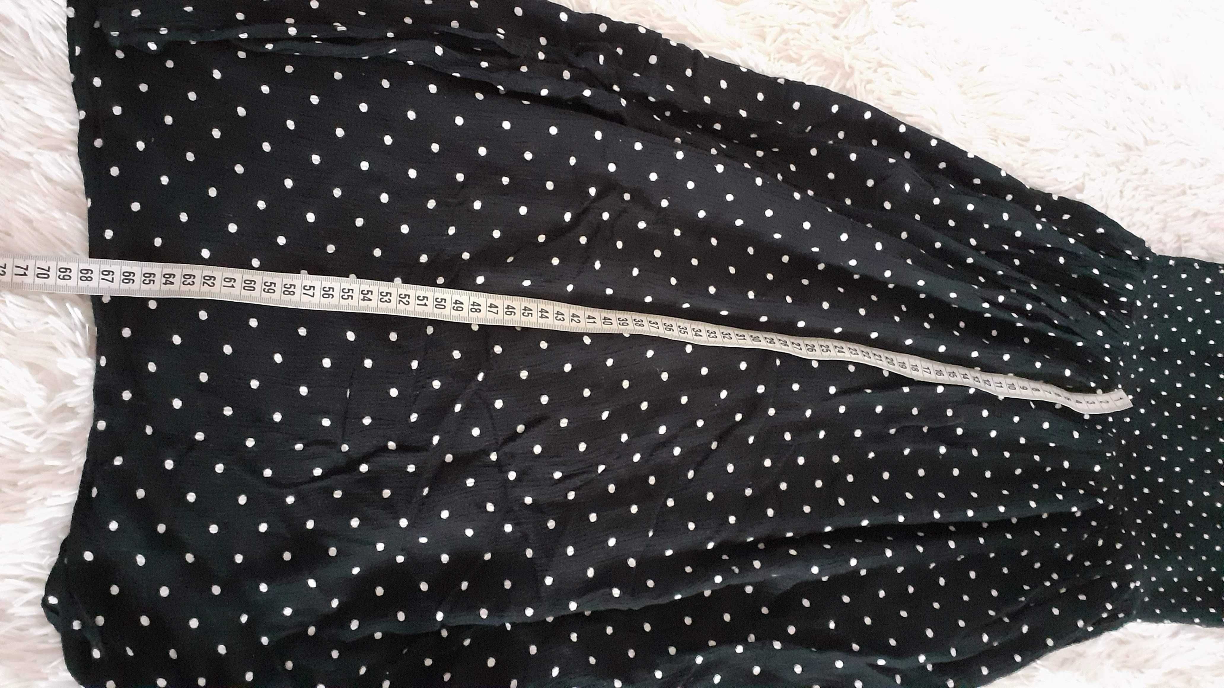Next sukienka krój empire XS czarna w kropki polka dot