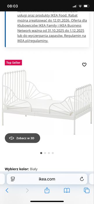 Łóżko dziecięce IKEA Minnem 80 cm/ 200 cm