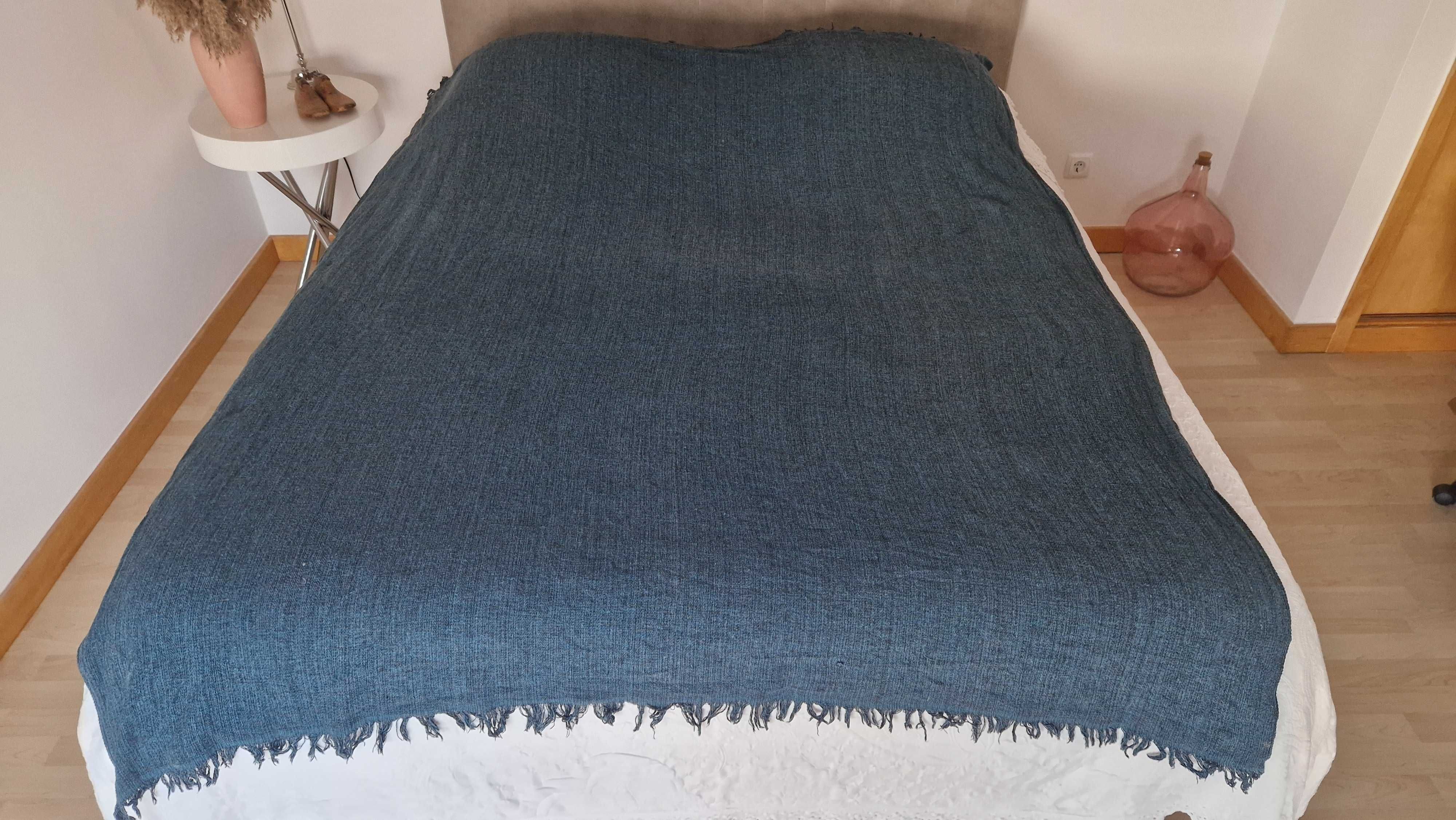 Manta azul esverdeado, 165 cm largura x 220 comprimento