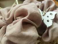 100% lniana frotka brudny róż scrunchie M--- 2 sztuki