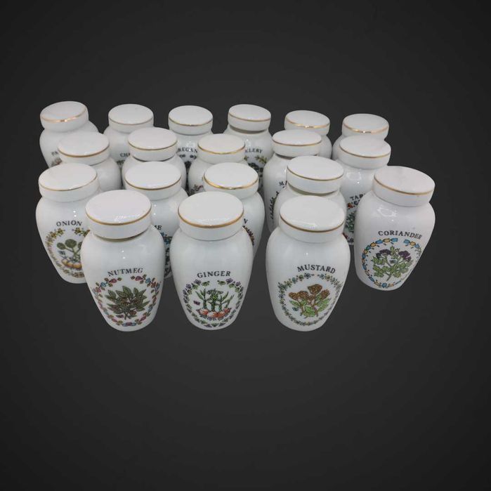 Pojemniki na przyprawy w stylu botanica 19 szt  1985r b5/120660