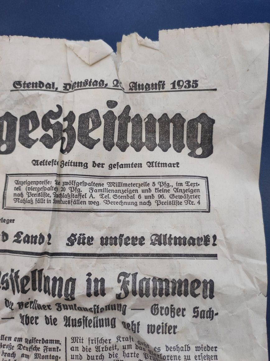 Stara niemiecką gazetę 1935 rocznik