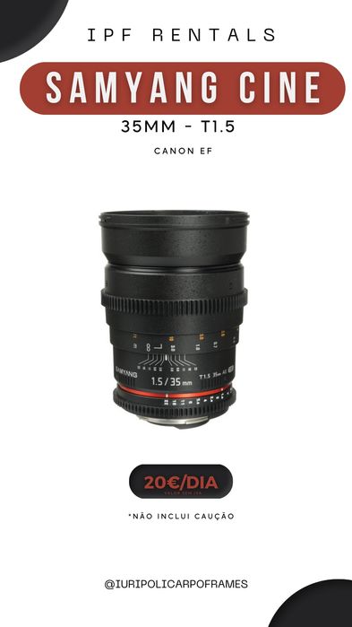 Lentes Samyang, Canon c200, Sony A6300 e etc para alugar