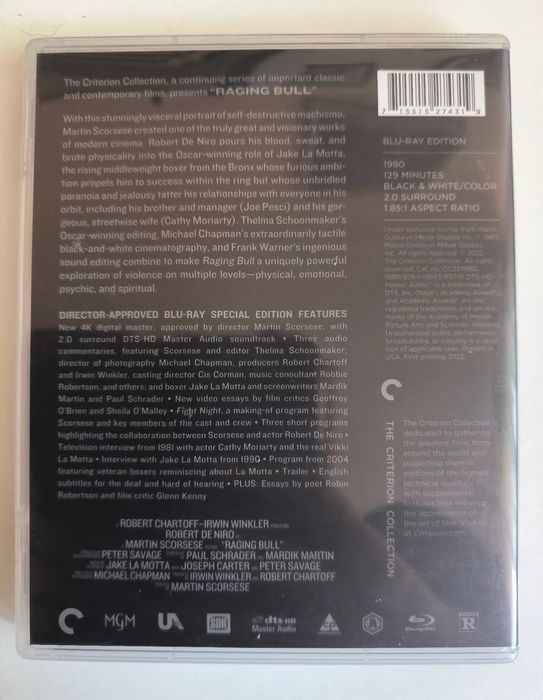 Raging Bull -bluray - Region A -Criterion