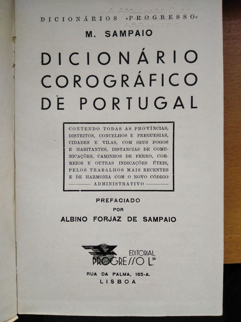 Livro Dicionário Corográfico de Portugal
