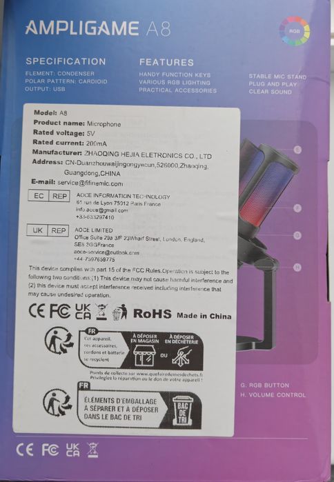 Fifine a8 микрофон для ПК стримов подкастов с Rgb и pop фильтром