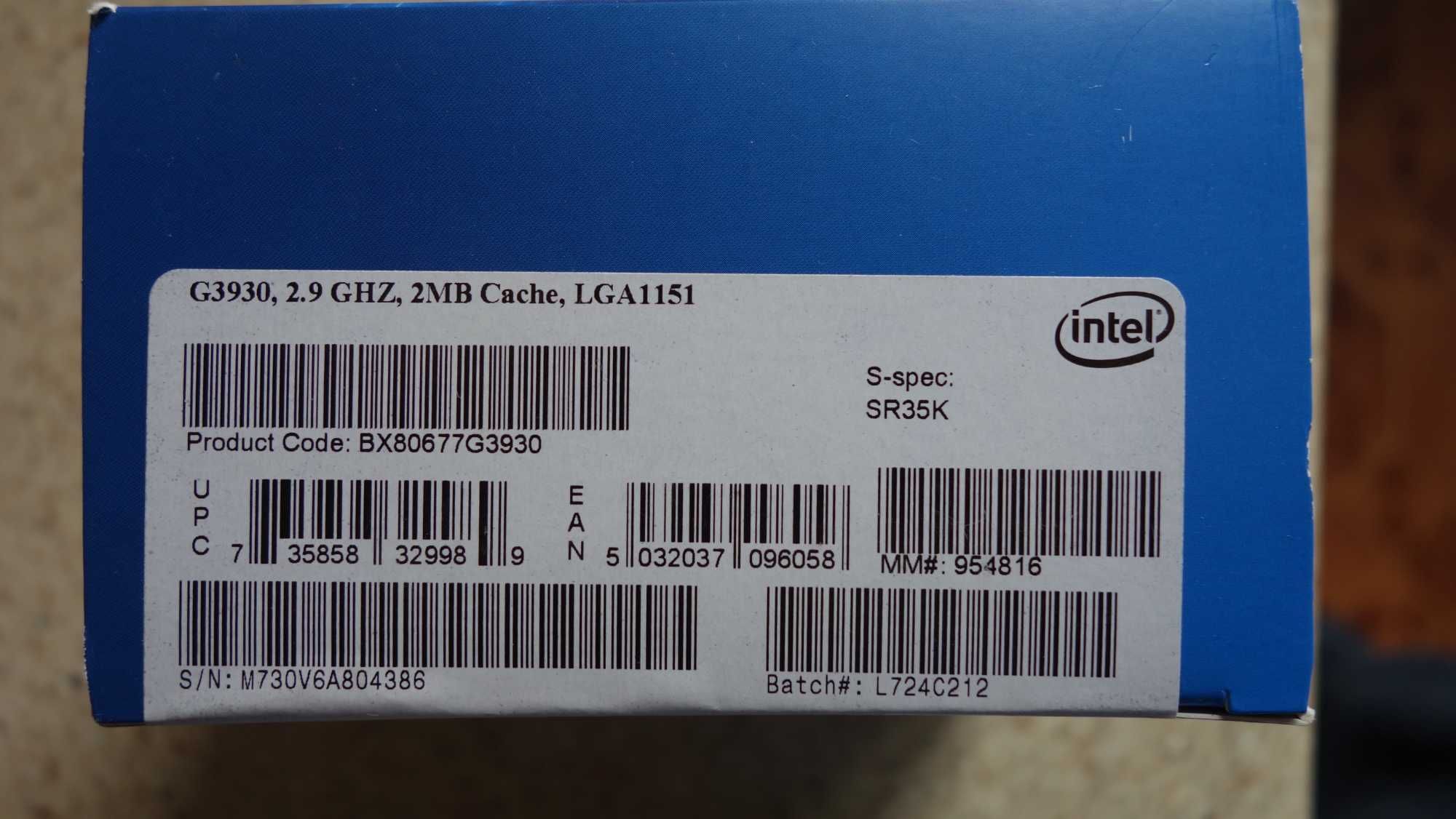 Процессор LGA 1151 Intel Celeron Kaby Lake G3930 BOX, 2.9GHz