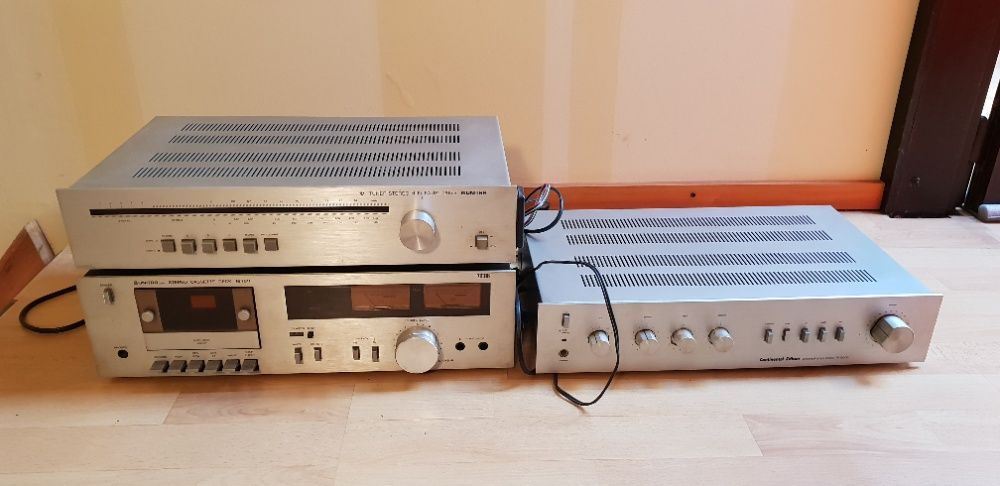 wieża vintage odtwarzacz kaset + radio+gramofon+wzmacniacz