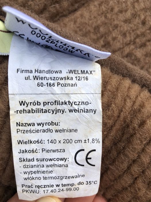 NOWY materac podklad ortopedyczny z wełny Welmax