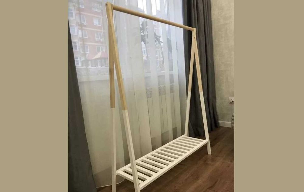 Вішалка стійка для одягу Рейл  Вешалка напольная для одежды деревянная