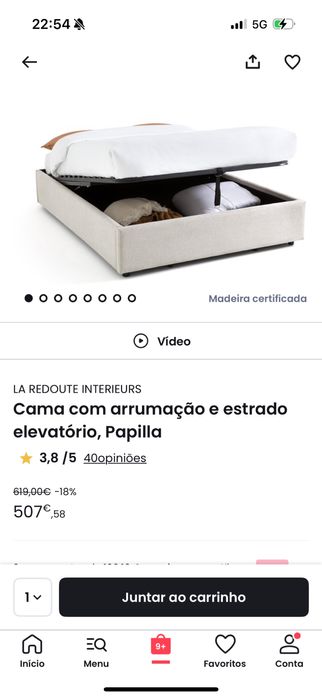Sommier / cama com arrumação 160x200