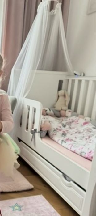 Łóżeczko dwufunkcyjne Aruś Magan z szufladą  białe  - polecam