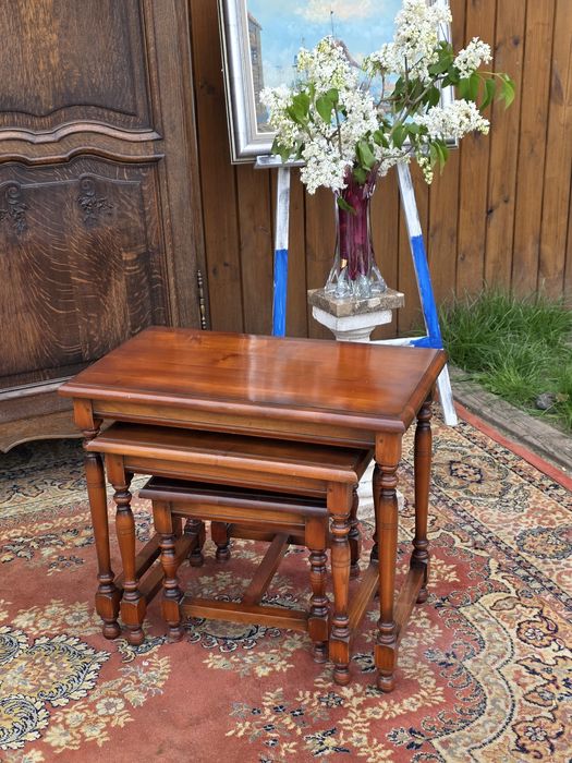 Stoliki 3 szt trojak drewniane wiśniowe #1724 Stylowy Węgrów