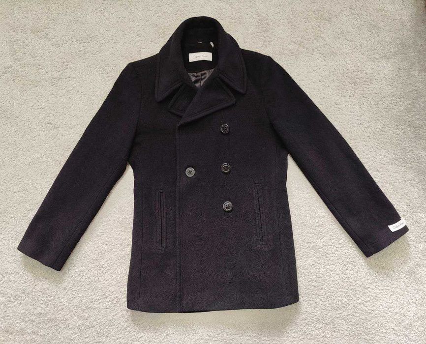 Оригінальне чорне двобортне пальто Calvin Klein з бірками