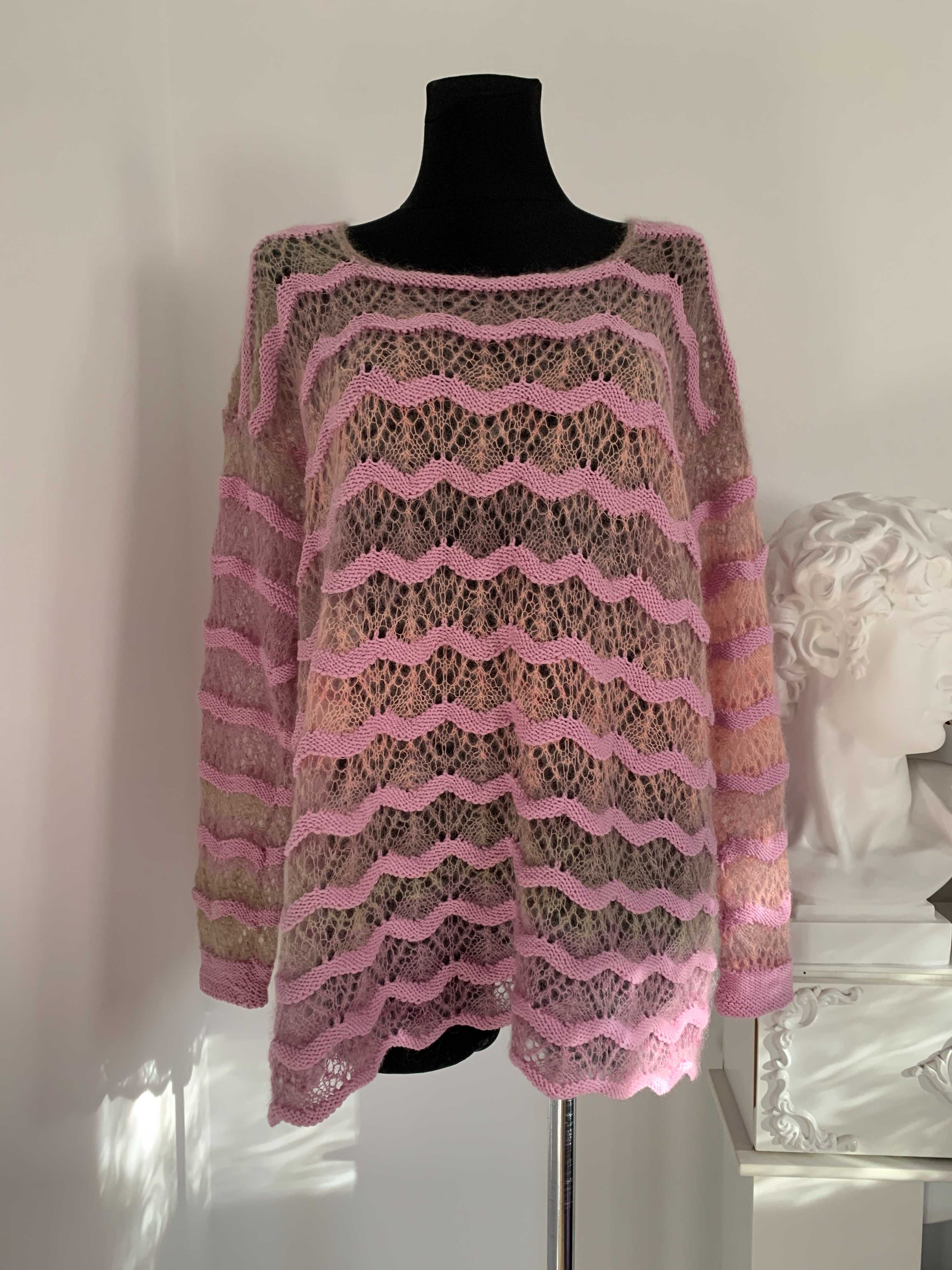 Sweter handmade moher ombre