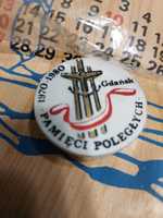 Przypinka odznaka Pamięci poległych 1970 - 1980 Gdańsk