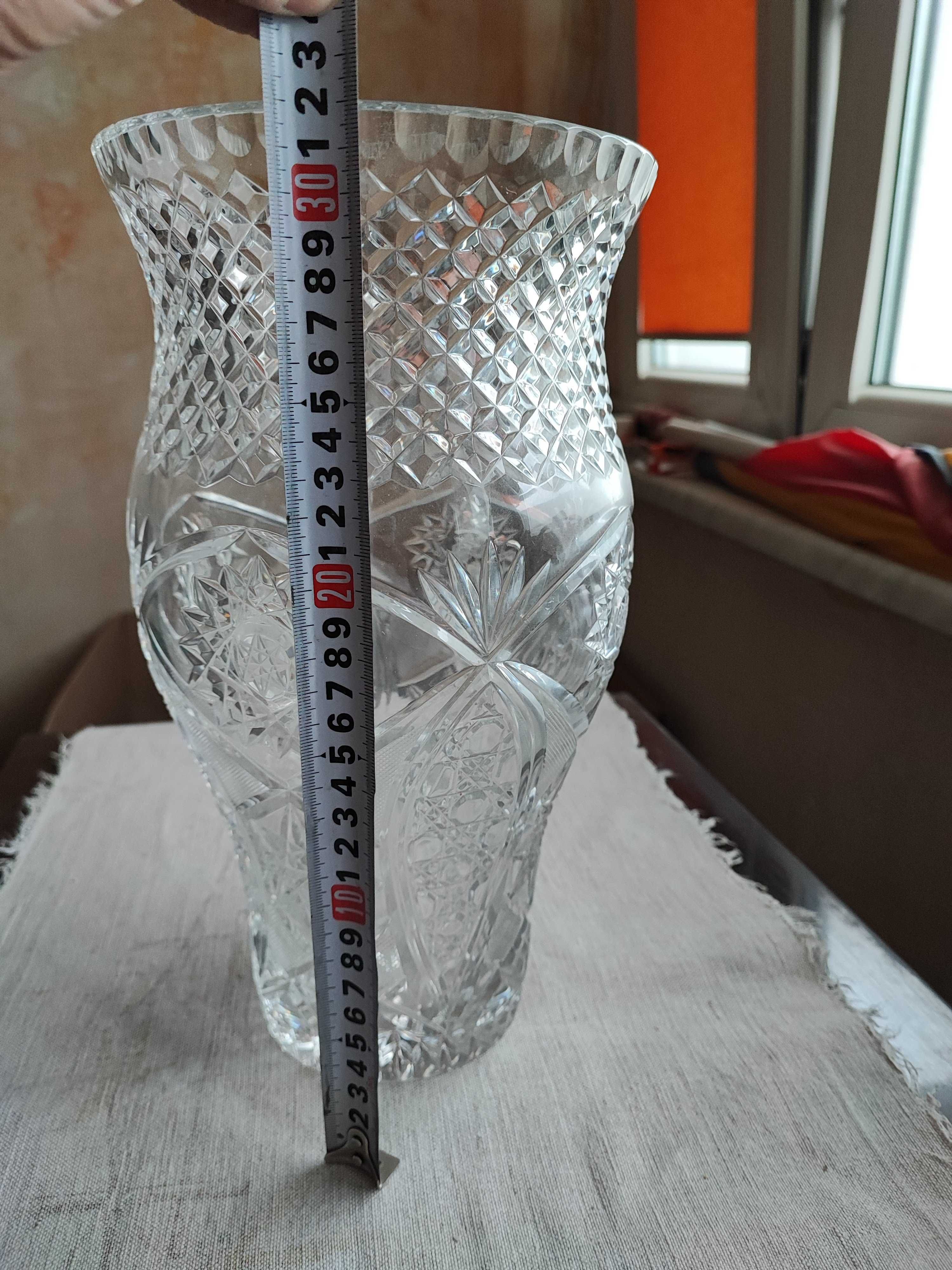Duży wazon szlifowany wys. 32 cm Huta Sudety
