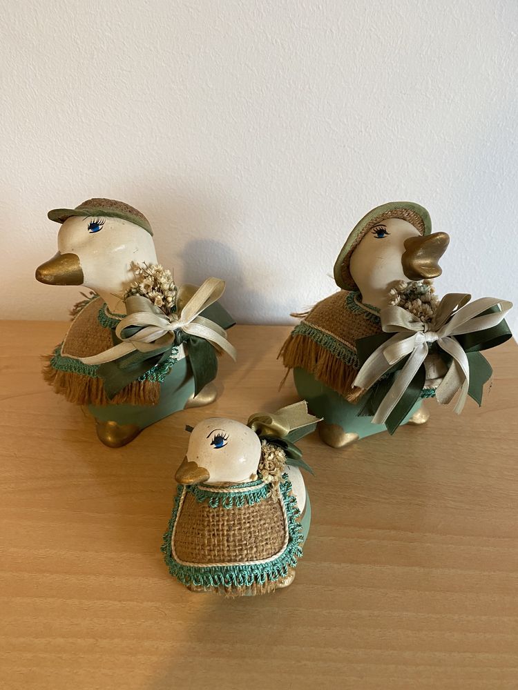 Conjunto de 3 patinhos em porcelana