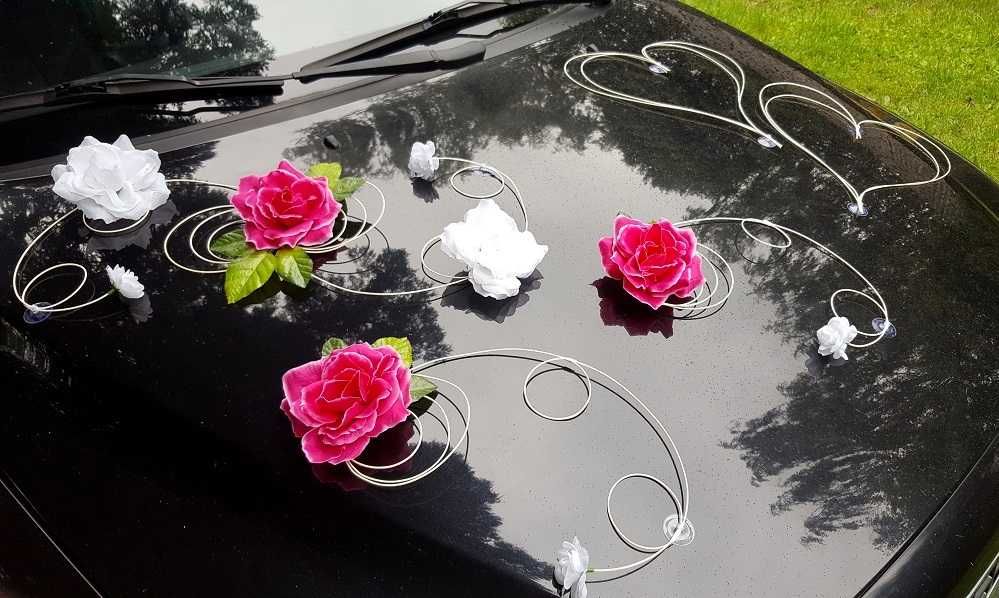 DEKORACJA SAMOCHODU ślubnego Wesele Serca , róże