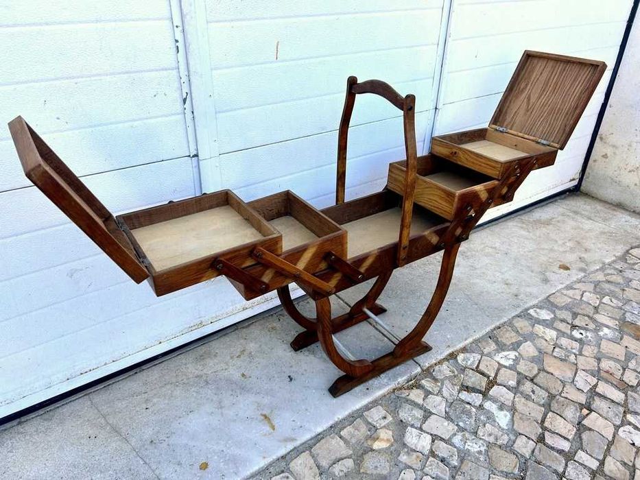 Mesa caixa de costura vintage 143comp x 50comp x 25prof x 59alt.x77alt