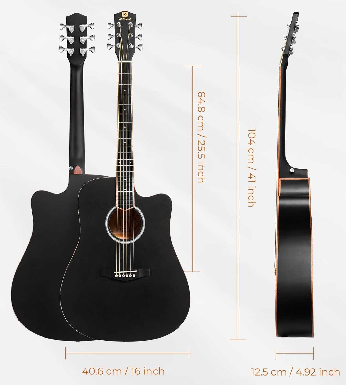 Vangoa Gitara leworęczna 4/4 Elektryczna gitara akustyczna