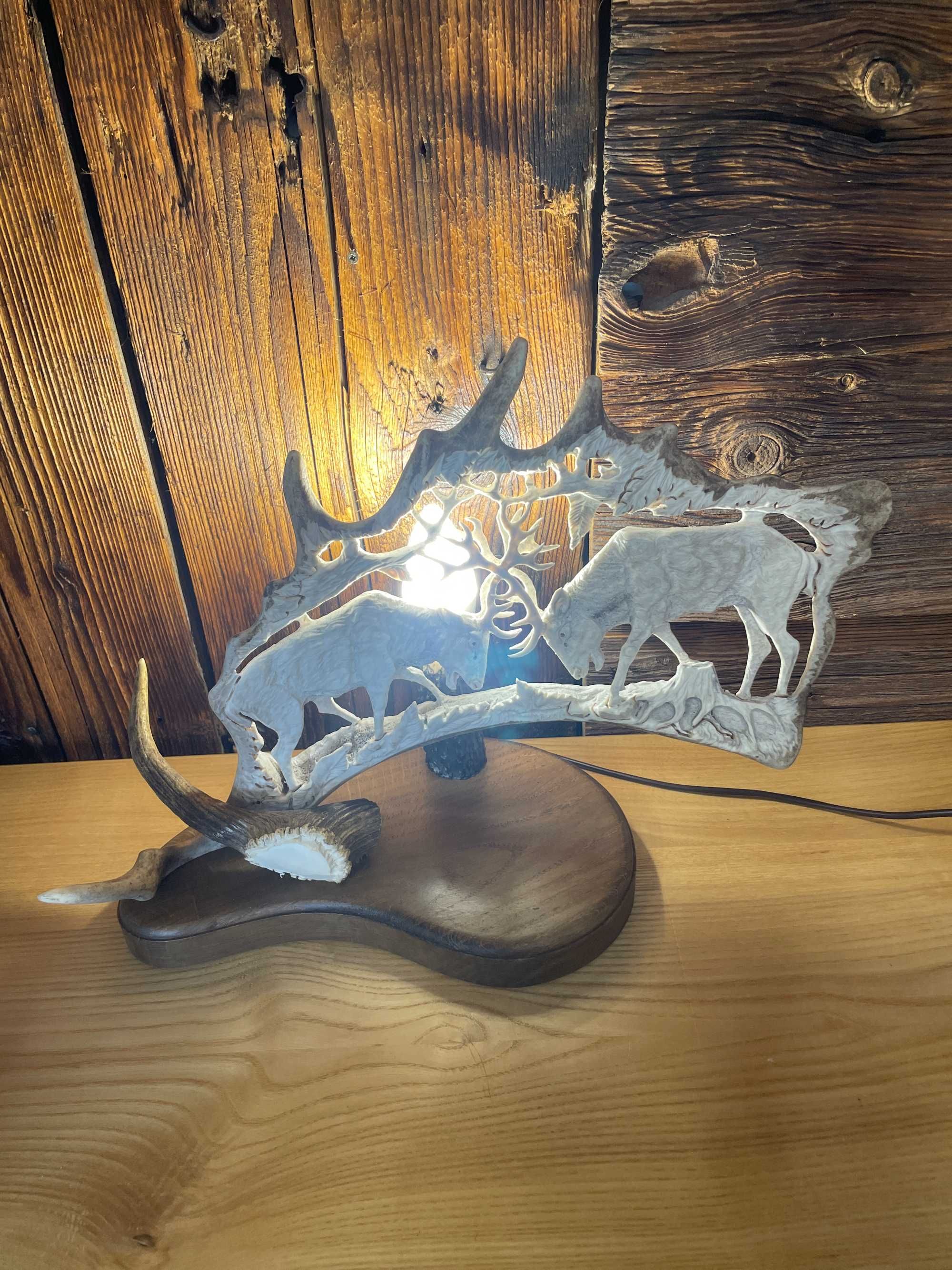 Lampka z poroża prezent poroże jeleń hand made daniel łoś P338