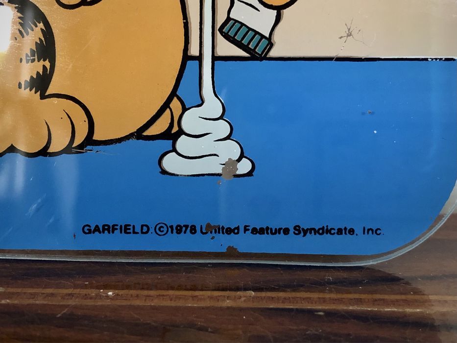 Retro Garfield 1978 Nie lubię poniedziałku obraz na szkle Jim Davies !