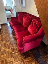 Sofa 3 lugares veludo vermelho