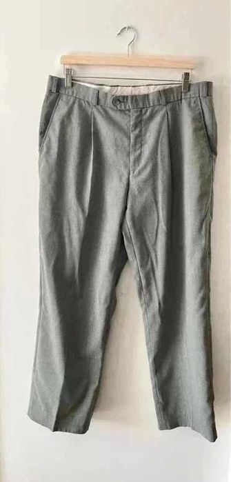 Szare popielate spodnie proste materiałowe męskie wełna vintage L 40