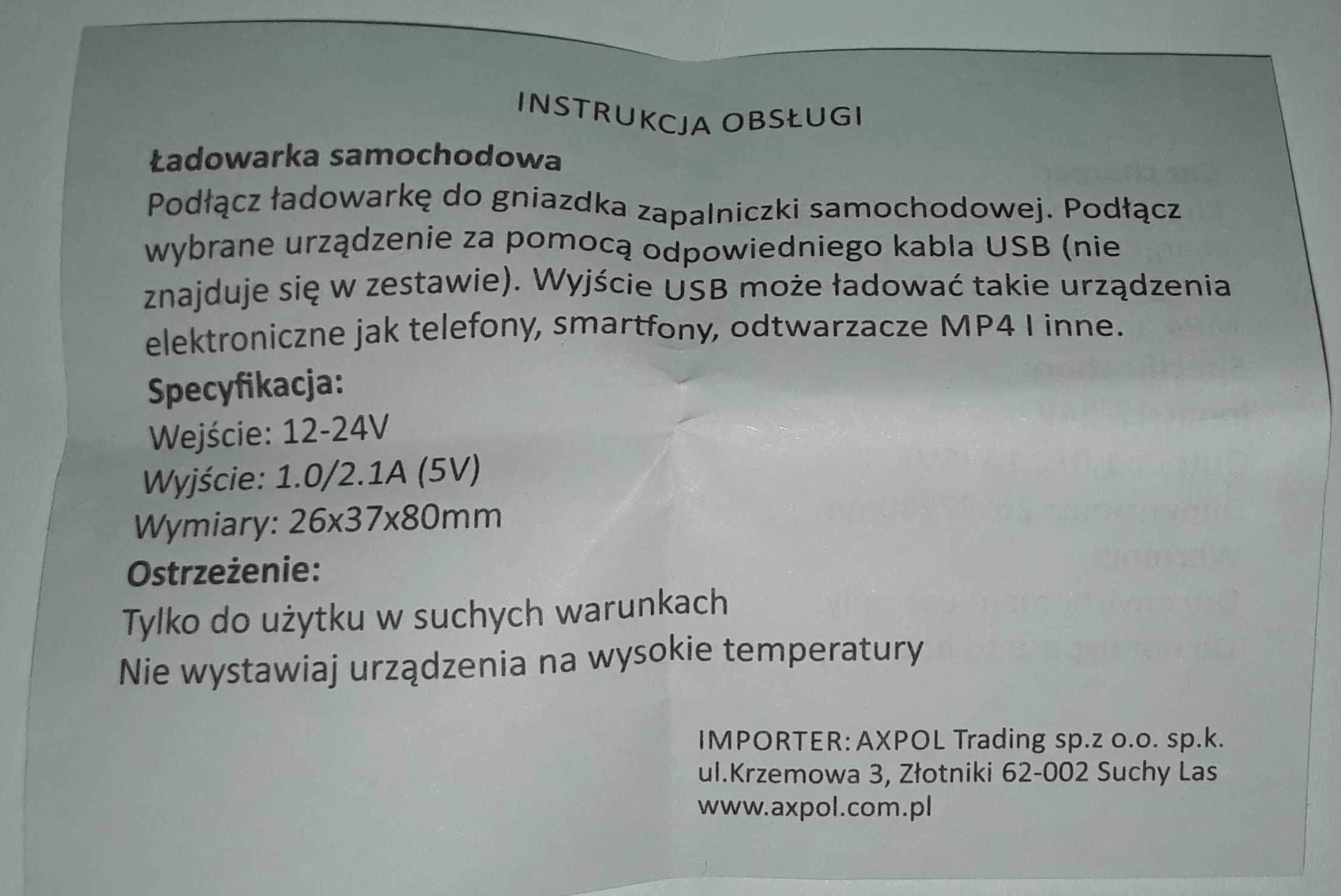 Rozdzielacz ładowarka samochodowa 2x USB