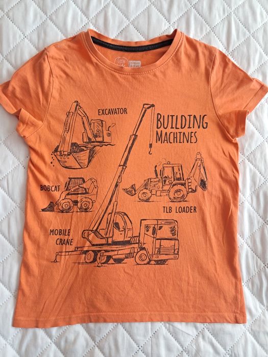Bluzka koszulka T-shirt z krótkim rękawem 134 cm maszyny budowlane