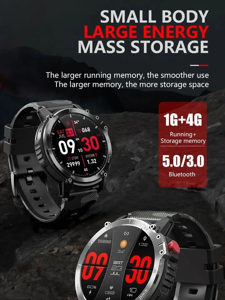 LEMFO C22 smart watch for men 4G ROM 1G RAM 4 1,6 cala srebrny