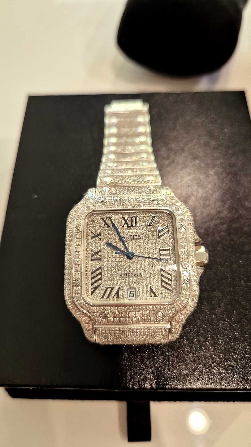 Zegarek Cartier Santos srebrny w diamentach