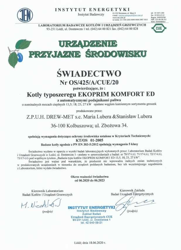 Kocioł DREW-MET 13,5kW Komfort ED podajnik na ekogroszek piec do 140m²