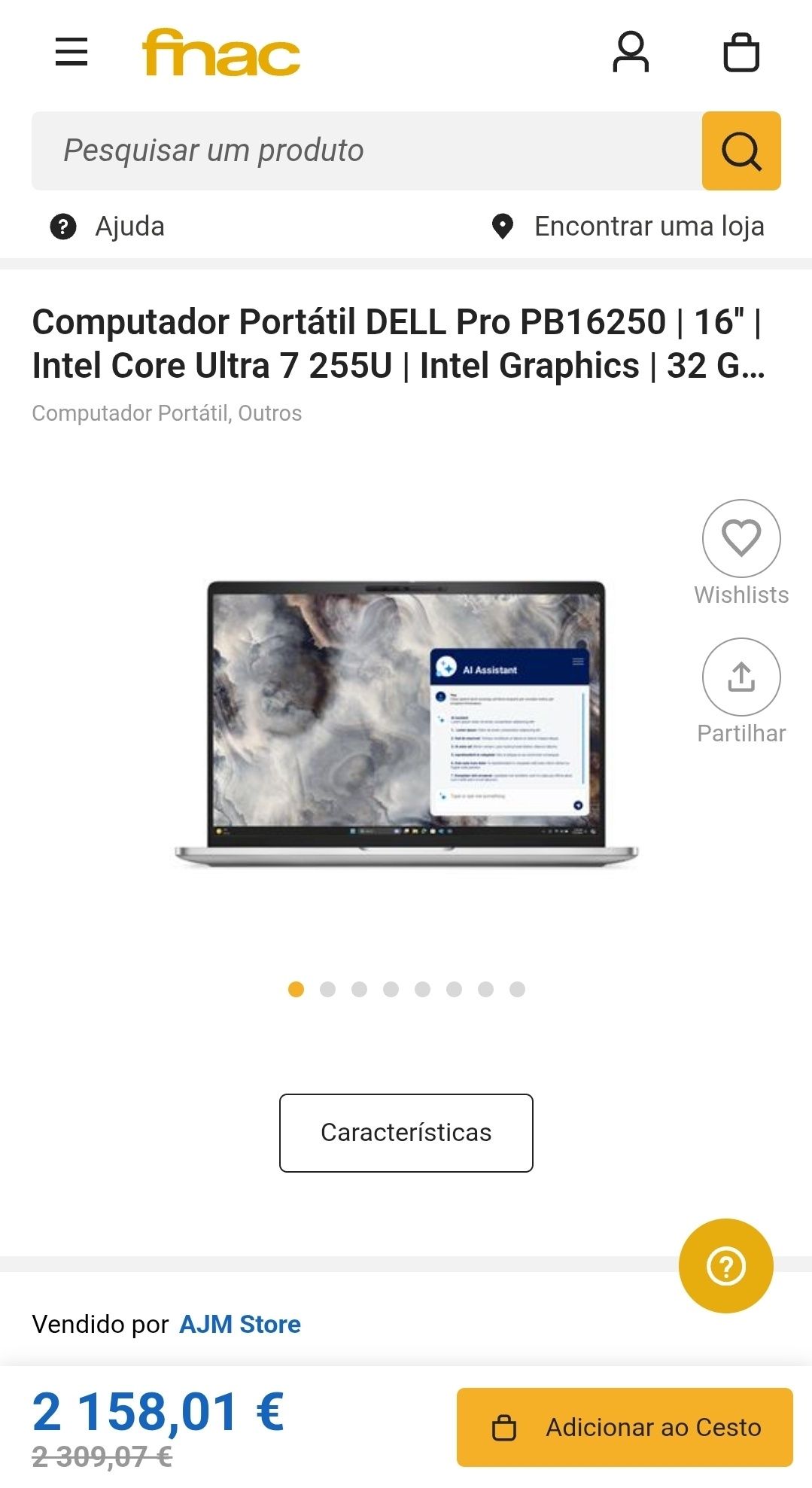 Dell 16 Pro Ultra 7 255U 32GB 1TB SELADO. Troca/retoma.