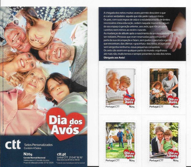 DIA dos AVÓS - Booklet CTT 4 selos auto adesivos - 2024