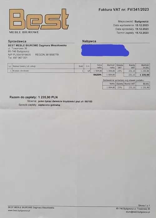 Krzesło biurowe, obrotowe