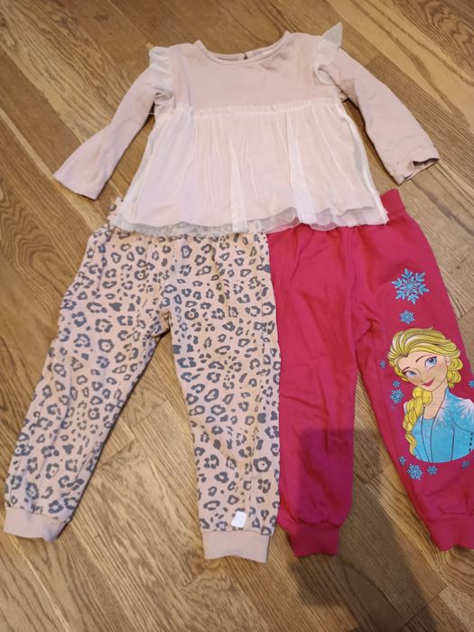 Zestaw spodnie Smyk Elza ocieplane bluzeczka Zara 98 tiul