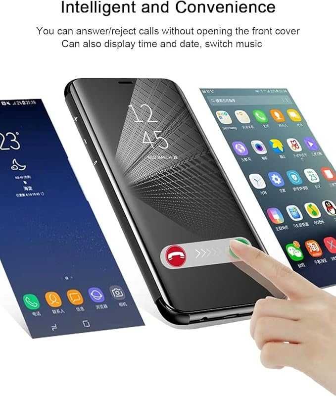 Lustrzane etui z klapką do Poco F5 5G / Redmi Note 12 Turbo czarny