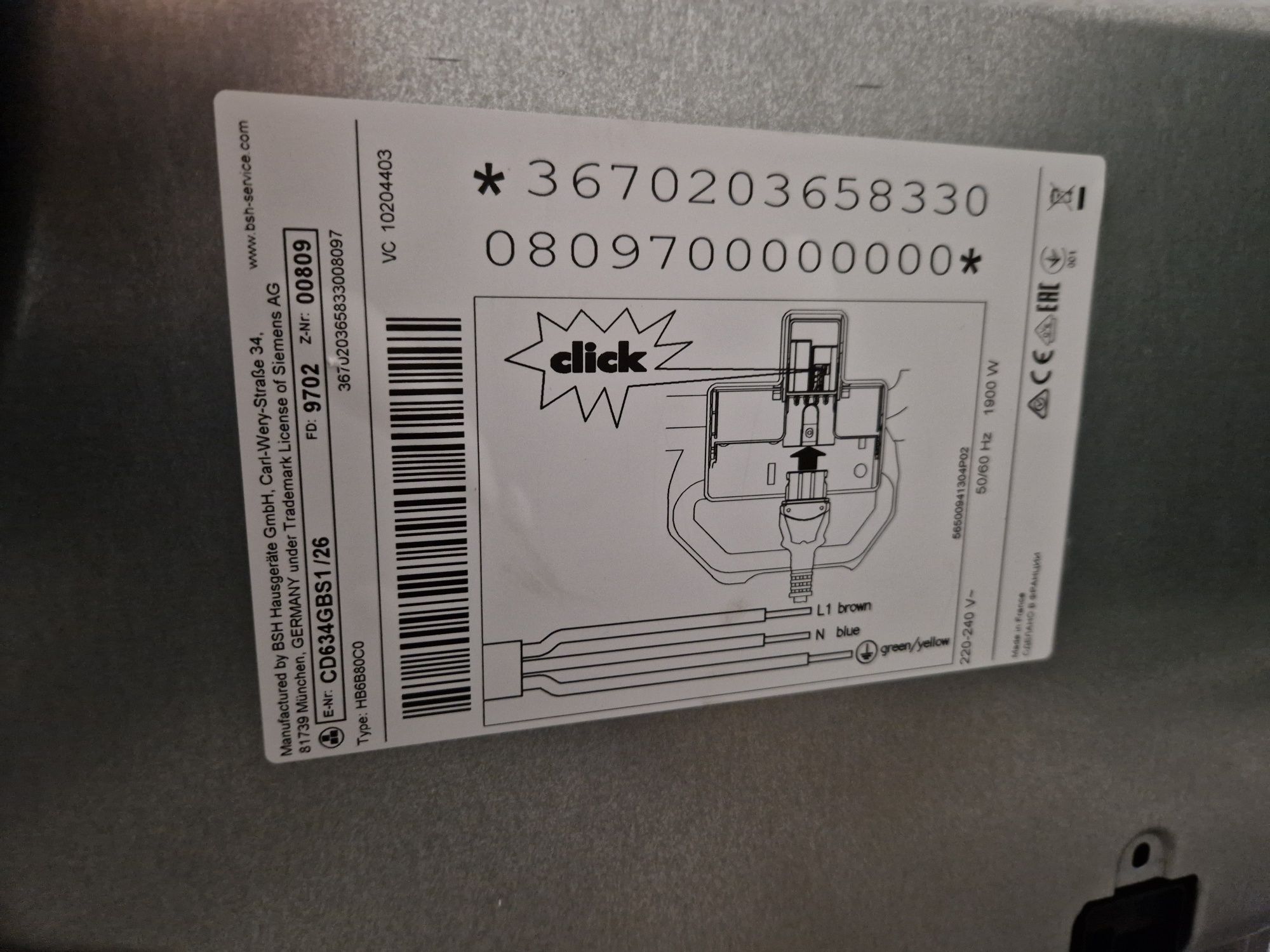 Piekarnik parowy Siemens CD634 GBS1 Parowar