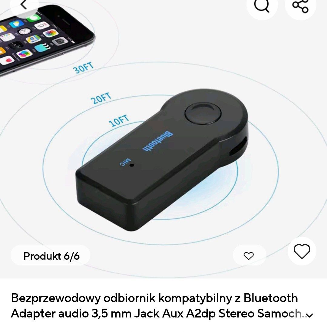 Bezprzewodowy odbiornik kompatybilny Bluetooth adapter audio