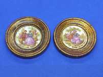 Par de antigas porcelanas Limoges estilo rococó emolduradas