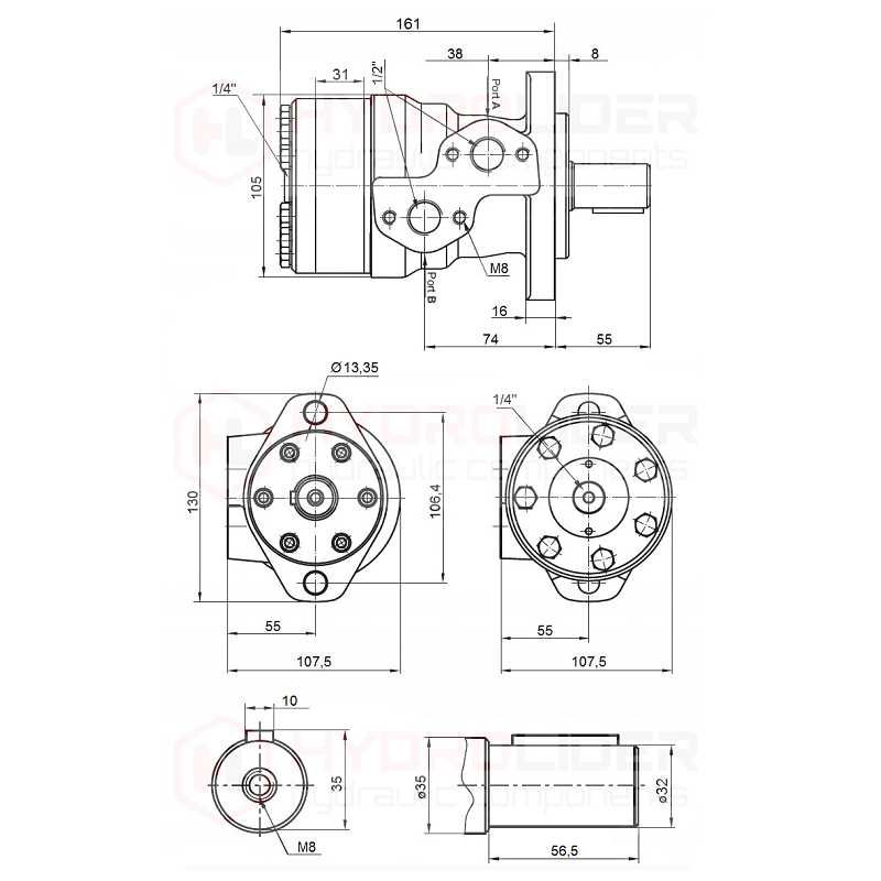 Silnik hydrauliczny BMR 160 O2 WC32 z płytą I tuleją