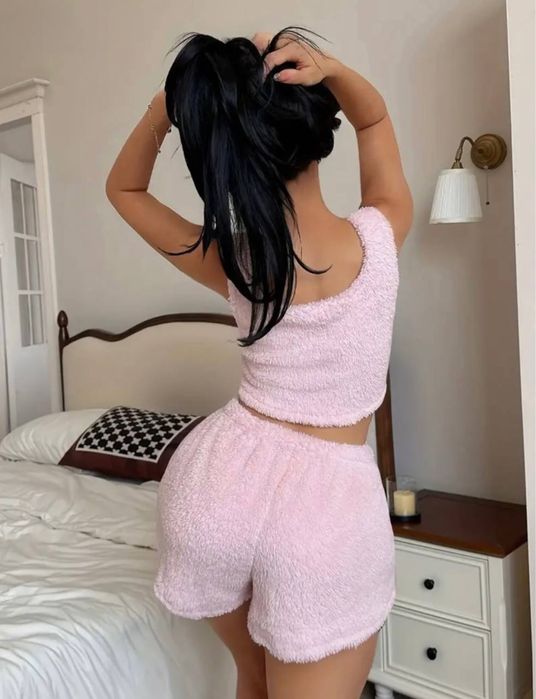 Жіноча піжама Kitty. Тепла махрова, на зиму. Топ та шорти