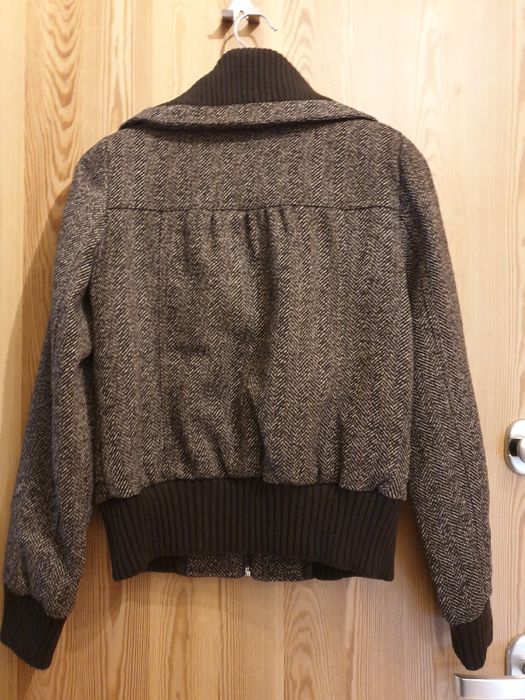 Krótka kurtka wełniana bomber Orsay XS/S golf zimowa wełna szara bombe