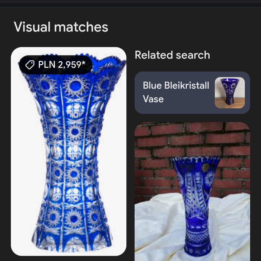 Duży ciezki niebieski wazon kryształ