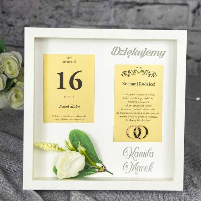 Podziękowania DLA RODZICÓW Mamy Taty Ślub Wesele w Ramce Obraz Plakat